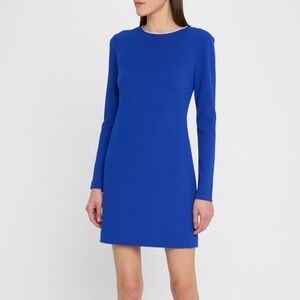 Trina Turk - Valentine Long Sleeve Sheath Dress, Blue With Rhinestone Trim | 12